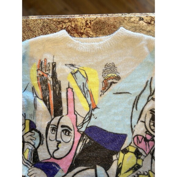 Pop Art Abstract Print Picasso Oversized Tunic Sweater MiniDress OS Wool - Picture 3 of 12